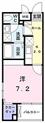 ピアヌーラ矢部 1Kの間取図画像