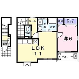 ニューカレント 1LDKの間取図画像