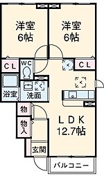 コンフォート2 2LDKの間取図画像