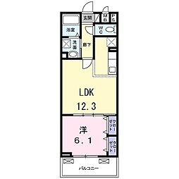 ソレイユ 2階1LDKの間取り