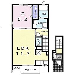 JR武豊線 亀崎駅 徒歩29分の賃貸アパート 2階1LDKの間取り