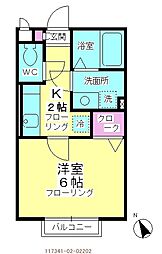 Ｂｅｒｇｐａｓ　Ｚ　　　　　（ベルフパス 2階1Kの間取り