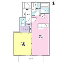 小田急小田原線 経堂駅 徒歩8分の賃貸アパート 1階1LDKの間取り
