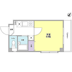 東急東横線 田園調布駅 徒歩6分の賃貸マンション 3階1Kの間取り