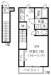 小田急小田原線 経堂駅 徒歩5分の賃貸アパート 2階1Kの間取り