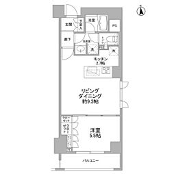 東急世田谷線 上町駅 徒歩1分の賃貸マンション 4階1LDKの間取り