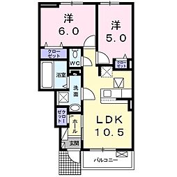 フランカーサII 1階2LDKの間取り