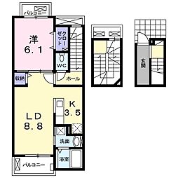 ベル・三鷹 1LDKの間取図画像