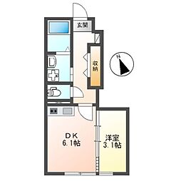 エルノルテ 1DKの間取図画像
