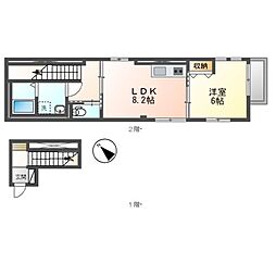 JR南武線 府中本町駅 徒歩11分の賃貸アパート 2階1LDKの間取り