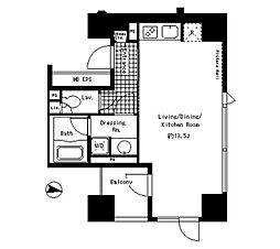 パークアクシス渋谷神南 4階ワンルームの間取り