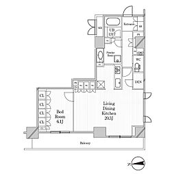 東急東横線 代官山駅 徒歩3分の賃貸マンション 3階1LDKの間取り