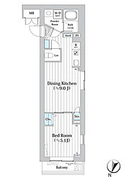 東急東横線 都立大学駅 徒歩13分の賃貸マンション 2階1LDKの間取り