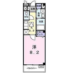 リュミエールアッシュ 1Kの間取図画像