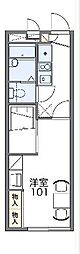 レオパレスドラゴン 1階1Kの間取り