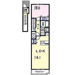 パークイースト-2 1LDKの間取図画像