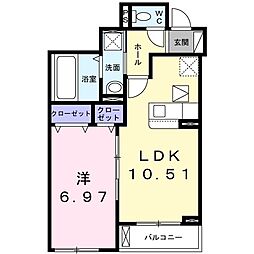 メゾン・ドゥ・ブリエ 1階1LDKの間取り