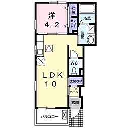 ヒルズ 1階1LDKの間取り