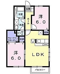 グリシーヌ・パレ2A 2LDKの間取図画像