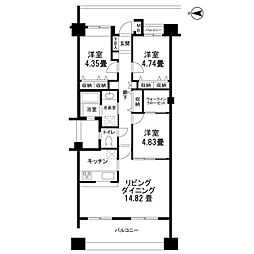 都営大江戸線 新江古田駅 徒歩5分の賃貸マンション 3階3LDKの間取り