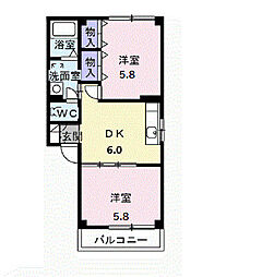 レインボ−　ビレッジII 1階2DKの間取り