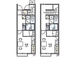 レオパレスグリーングレイス 1Kの間取図画像
