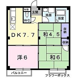 エルディム蔀2 2LDKの間取図画像
