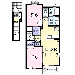 メゾンベルデ　Ｂ 2階2LDKの間取り