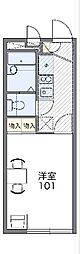 レオパレスエスペーロII 2階1Kの間取り