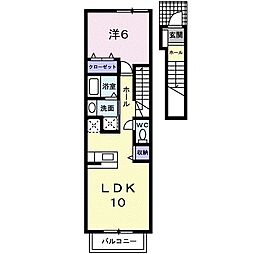 カルムメゾンB 1LDKの間取図画像