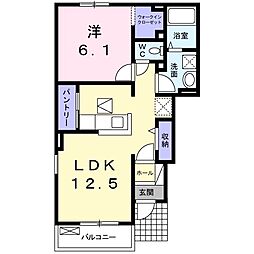 ロリエA 1LDKの間取図画像