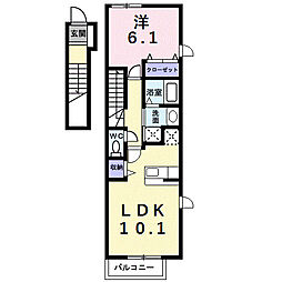 ＱＵＡＲＴＥＲ　ＤＥＣＫ 2階1LDKの間取り
