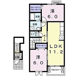 ロイ　モンテーニュ 2階2LDKの間取り