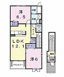 サンウエスト 2LDKの間取図画像