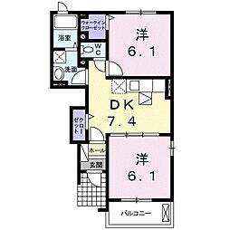 アーデント絹 2DKの間取図画像