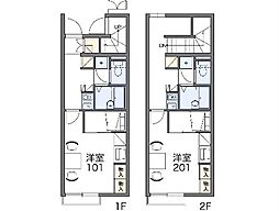 レオパレス菜の花 2階1Kの間取り