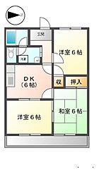 愛知環状鉄道 大門駅 徒歩12分の賃貸アパート 2階3DKの間取り