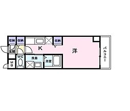 パークサイド砂山 6階ワンルームの間取り