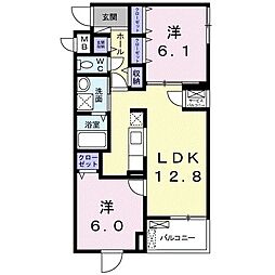 メゾンスピカ 4階2LDKの間取り