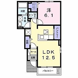 サンセレーノ・光 1階1LDKの間取り