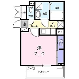 Ｗｉｔｈ 2階1Kの間取り