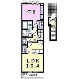 ベル　フルール 2階1LDKの間取り