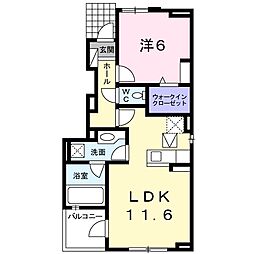 フラン・ジェルメ 1LDKの間取図画像