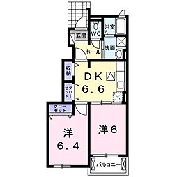 ベルオーブ1 2DKの間取図画像
