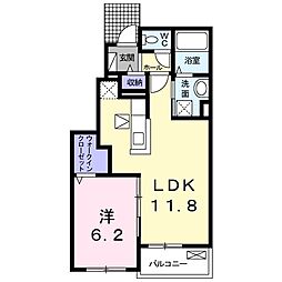 アークヒルズＪ 1階1LDKの間取り