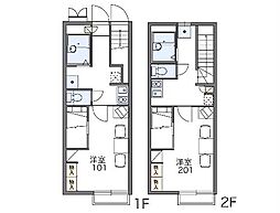レオパレス竹山 2階1Kの間取り