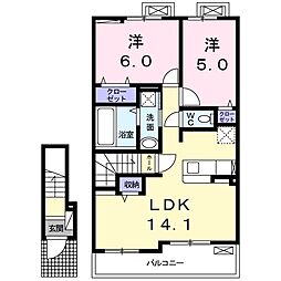 ブラン・フォーレ2 2LDKの間取図画像