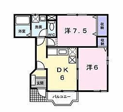 セレッソ　プラーサ 1階2DKの間取り