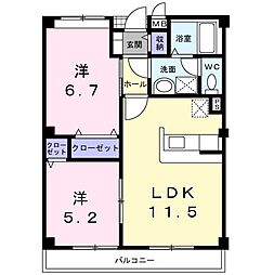 サン・カントリー 2LDKの間取図画像