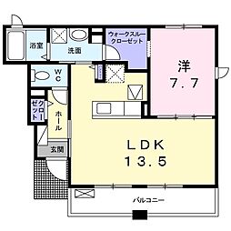 Liberal507West 1LDKの間取図画像